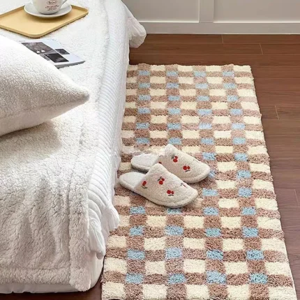 Long Tufted Grids Living Room Carpet Bathmat Bedside Rug Soft Bedroom Cloakroom Bathroom Mat Floor Pad Aesthetic Home Decor 1