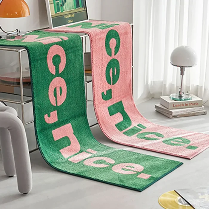 Tufting Letters Rug Soft Fluffy Long Anti Slip Bedroom Bedside Mat Floor Pad Kids Room Carpet Nursery Home Spring Decor 50x160cm 4