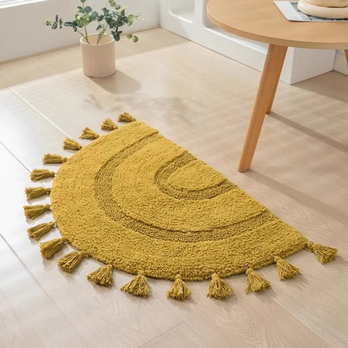 Semicircle Cotton Rug Handmade Tassels Mat Soft Kids Pet Game Play Area Carpet Children Bedroom Decorative Pad Home Room Decor 2