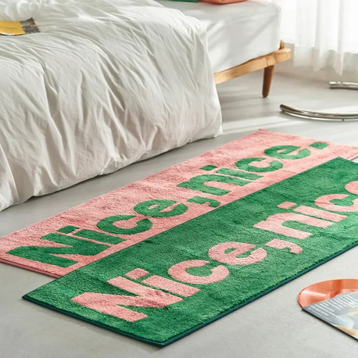 Tufting Letters Rug Soft Fluffy Long Anti Slip Bedroom Bedside Mat Floor Pad Kids Room Carpet Nursery Home Spring Decor 50x160cm 3