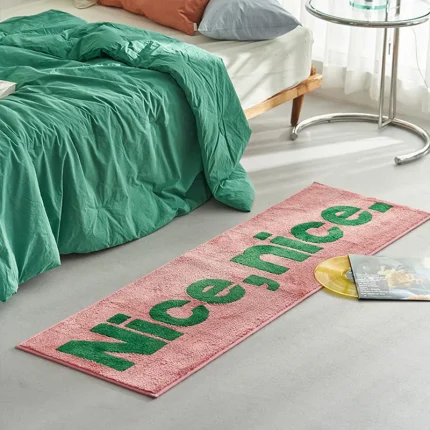 Tufting Letters Rug Soft Fluffy Long Anti Slip Bedroom Bedside Mat Floor Pad Kids Room Carpet Nursery Home Spring Decor 50x160cm 2