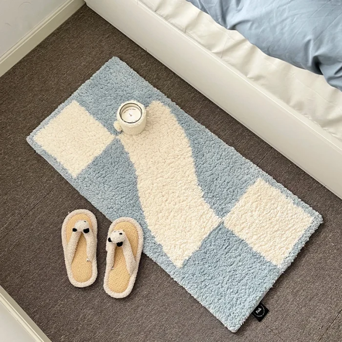 Tufting Geometric Bedroom Rug Carpet Bedside Living Room Floor Seat Pad Bath Mat Doormat Aesthetic Home Office Decor 50x100cm 1