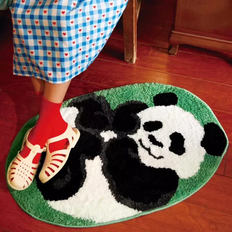 Tufting Panda Bathroom Mat Soft Cartoon Animal Kids Room Pad Living Area Carpet Anti-slip Rug Kawaii Home Nursery Decor 50x80cm 1