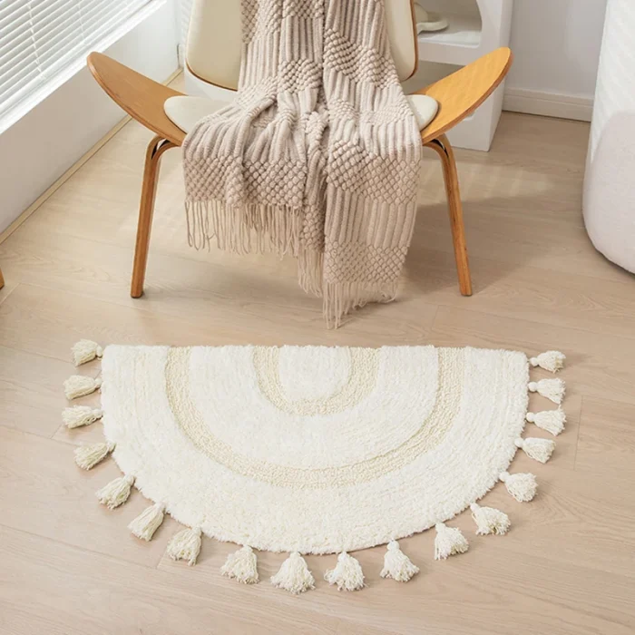 Semicircle Cotton Rug Handmade Tassels Mat Soft Kids Pet Game Play Area Carpet Children Bedroom Decorative Pad Home Room Decor 3